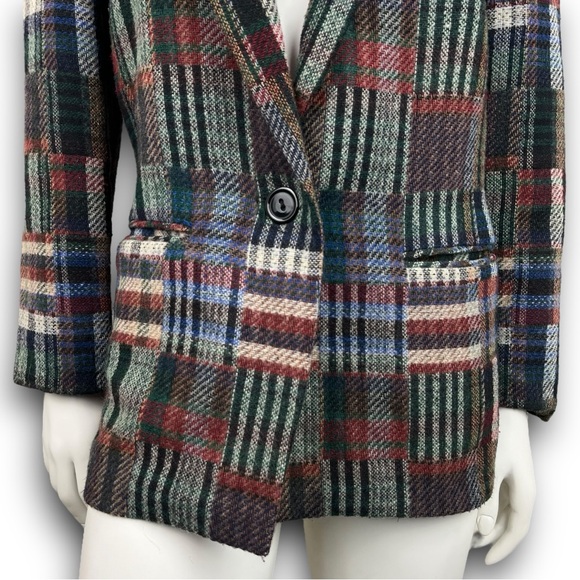 WILLOW RIDGE 90s Vintage Patchwork Plaid Blazer Academia Preppy Grannycore - Picture 5 of 16